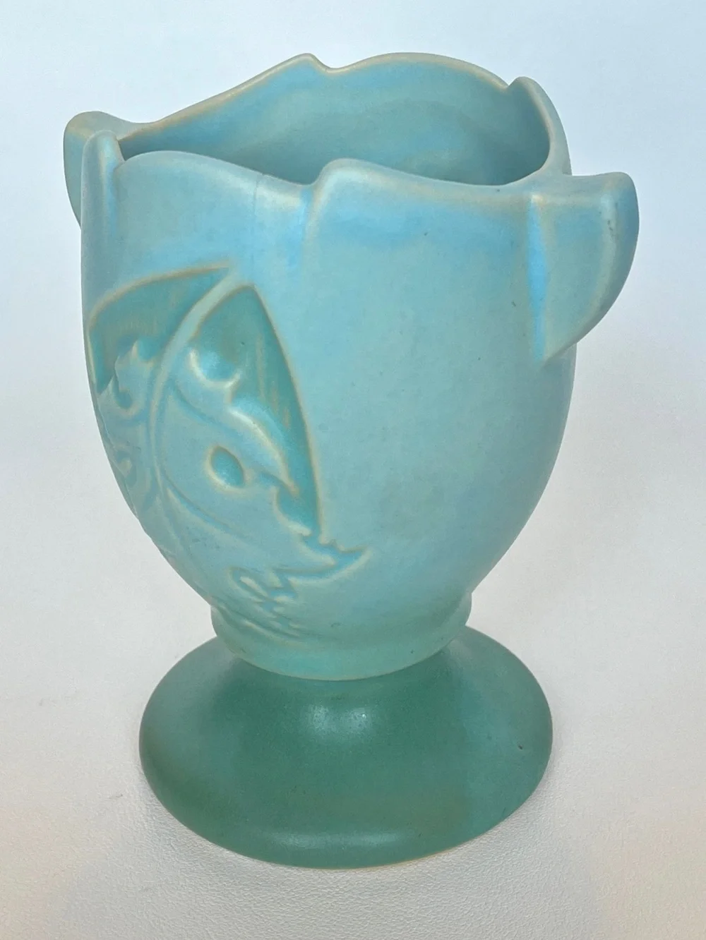 Roseville Silhouette 779-5 Vase Aqua Blue Seafoam Oak Leaf Urn Flower Arrranger
